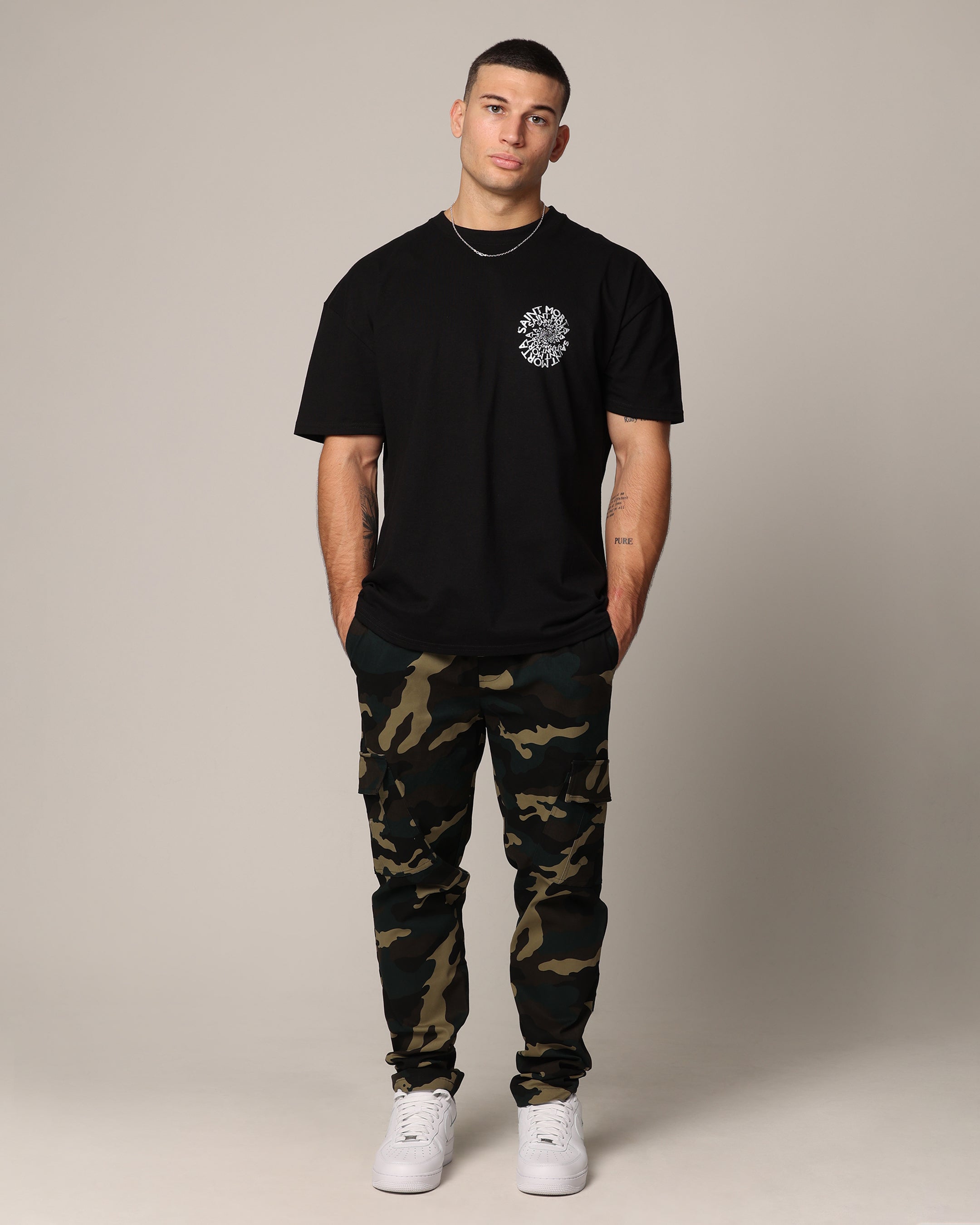 Saint Morta Tapered Cargo Pants Woodland Camo | Culture Kings US