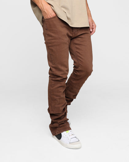 MNML X491 Convertible Skinny Denim Jeans Brown