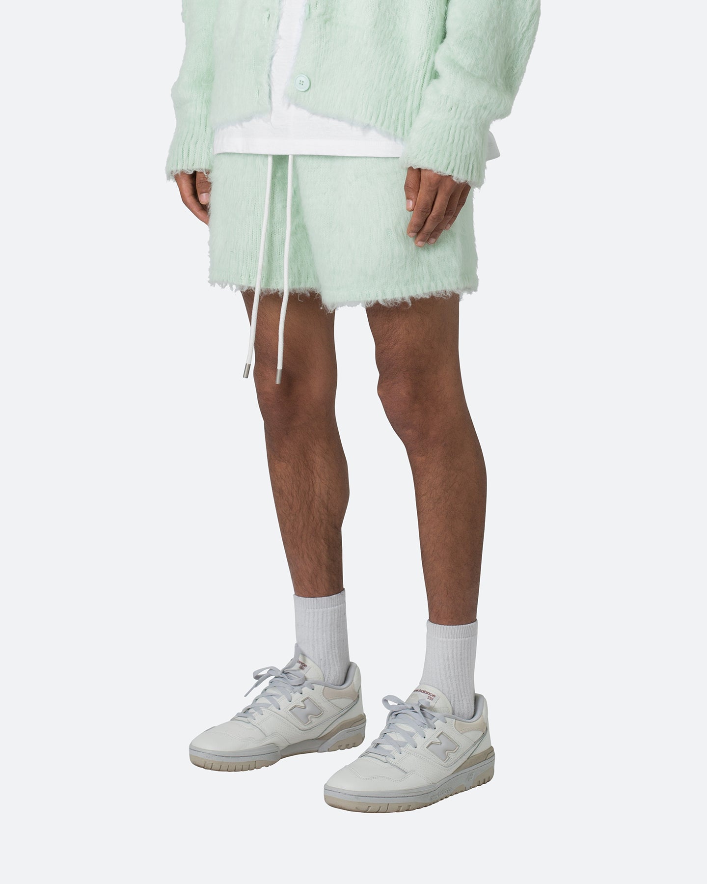 MNML Fuzzy Sweat Shorts Mint | Culture Kings US