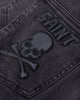 Saint Morta Skull And Bones Denim Shorts Vintage Black