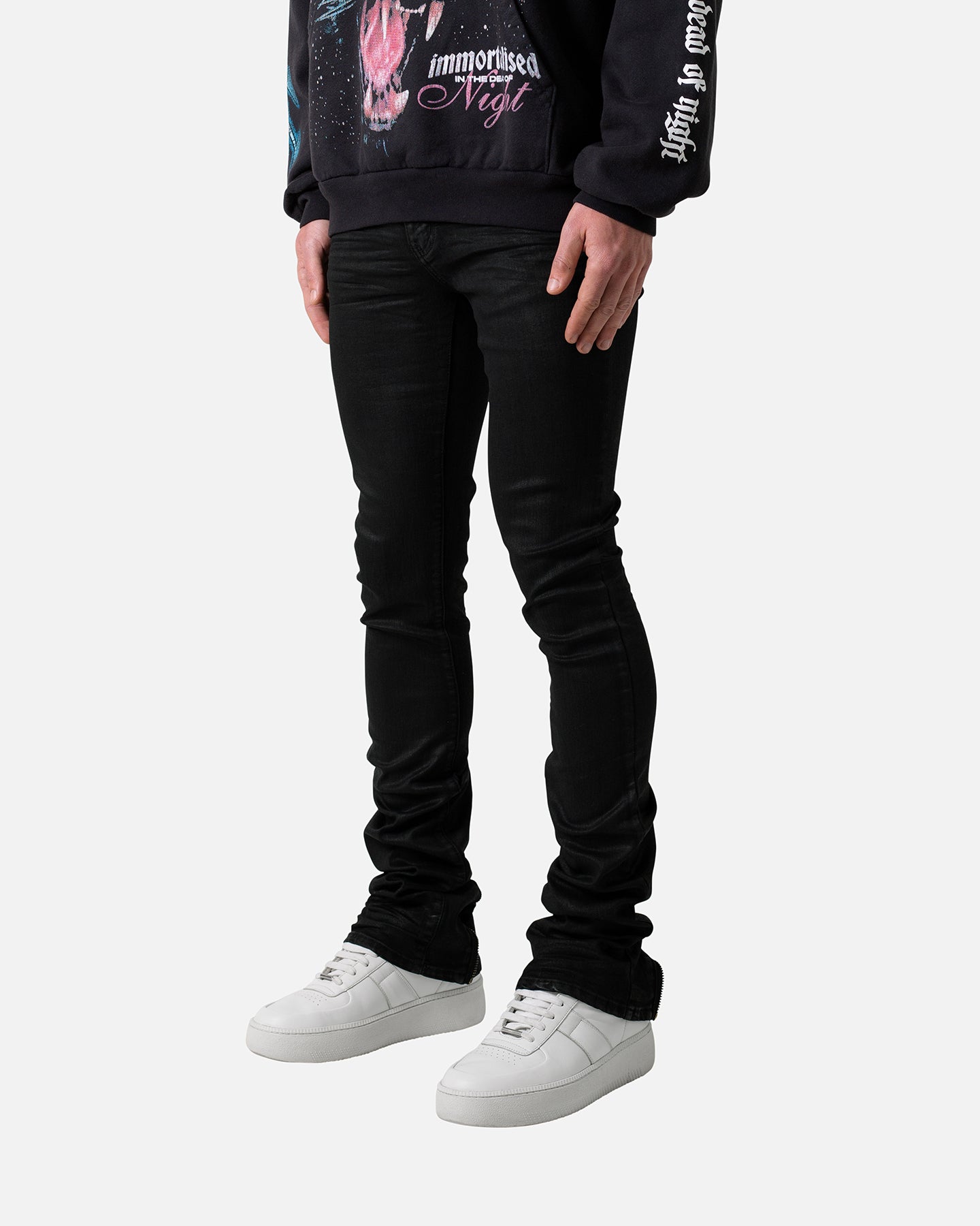 パンツ CIVARIZE waxed black skinny denim M y2k Y2K Black Waxed Boot Cut Jeans