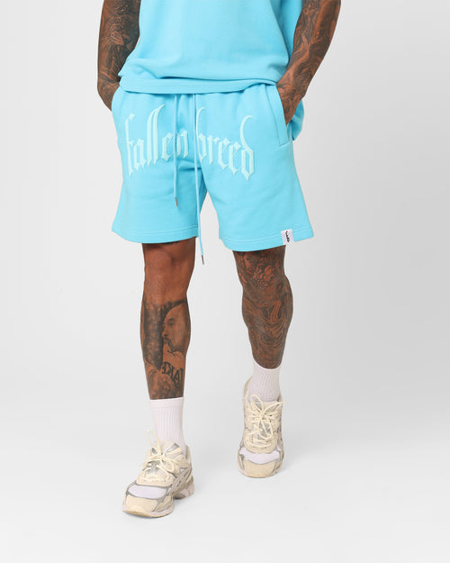 Fallen Breed Puff Logo Zip Sweat Shorts Aqua