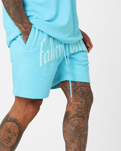 Fallen Breed Puff Logo Zip Sweat Shorts Aqua