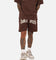 Fallen Breed Puff Logo Zip Sweat Shorts Brown/Off White