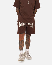 Fallen Breed Puff Logo Zip Sweat Shorts Brown/Off White