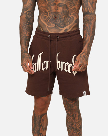 Fallen Breed Puff Logo Zip Sweat Shorts Brown/Off White