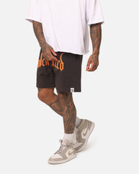 Fallen Breed Puff Logo Zip Sweat Shorts Charcoal/Orange