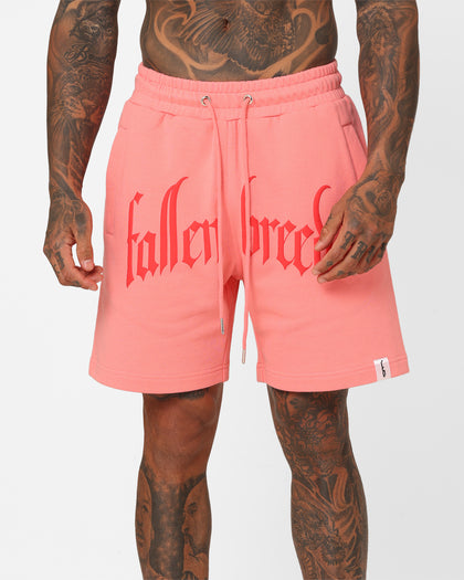 Fallen Breed Puff Logo Zip Sweat Shorts Pink/Red