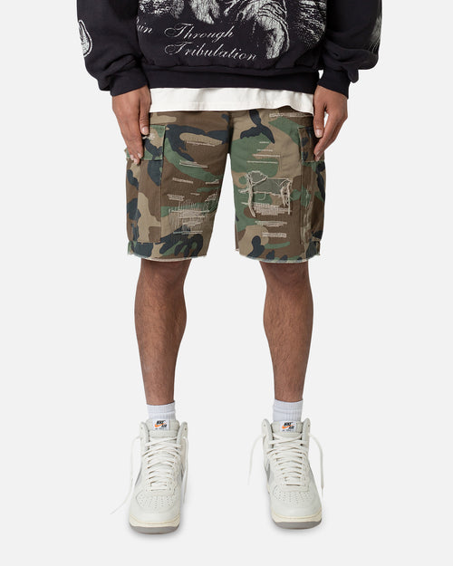 MNML Distressed Cargo Shorts Camo