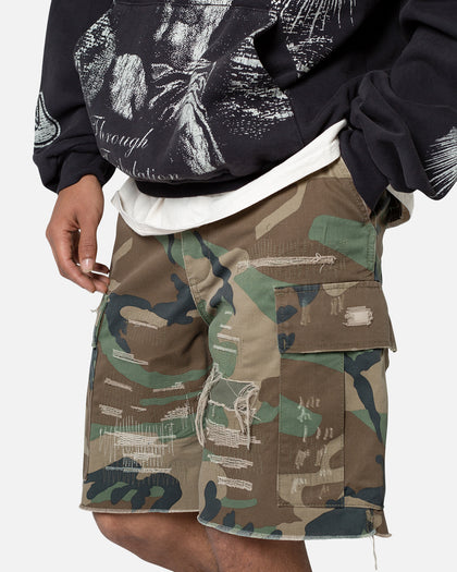MNML Distressed Cargo Shorts Camo