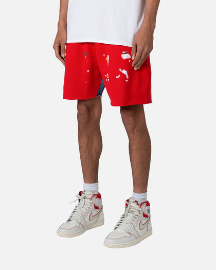 MNML Contrast Paneled Sweatshorts Red