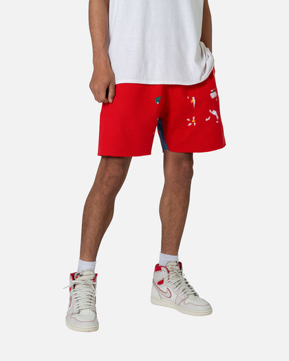 MNML Contrast Paneled Sweatshorts Red