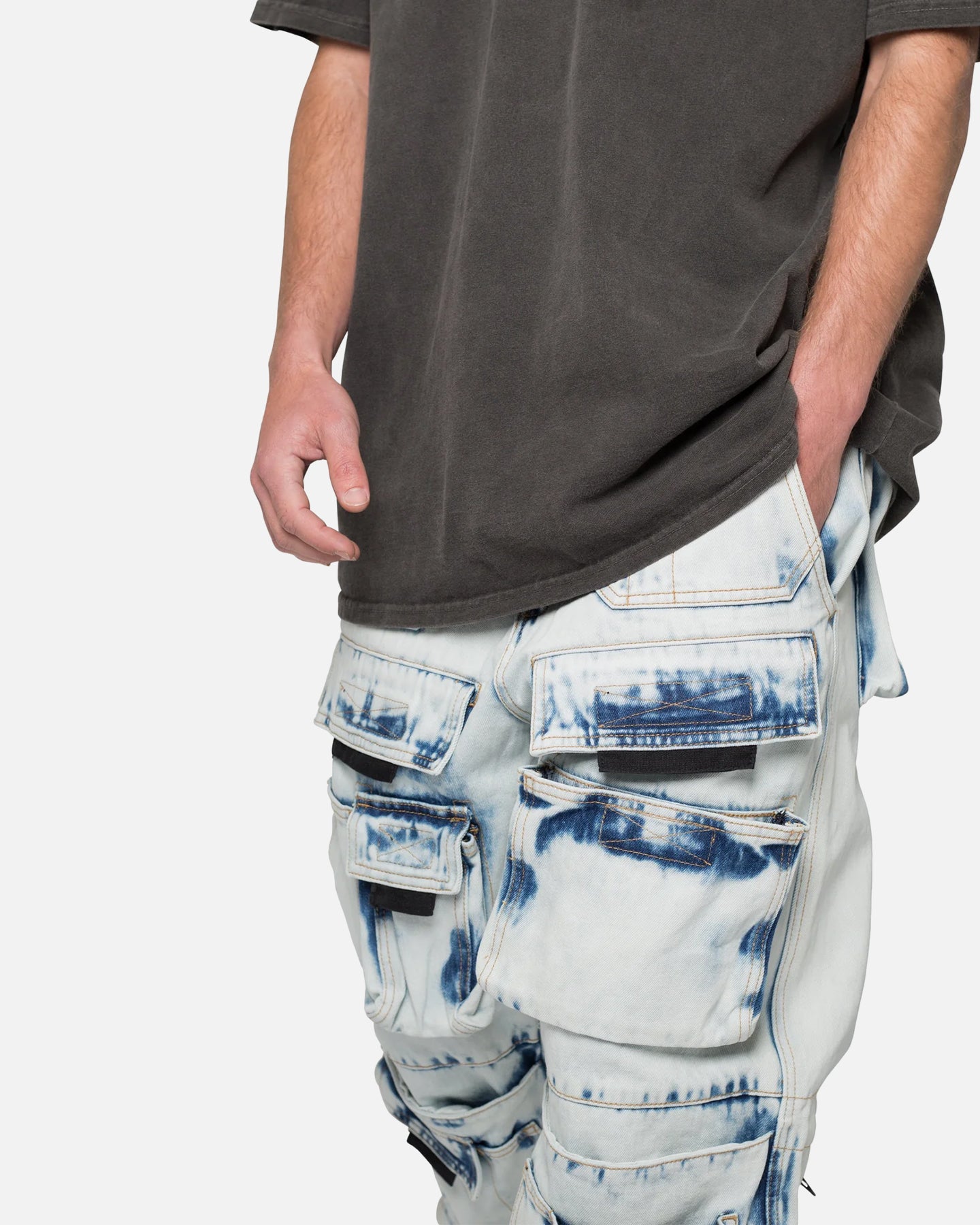 MNML Baggy Skater Cargo Denim Jeans Blue | Culture Kings US