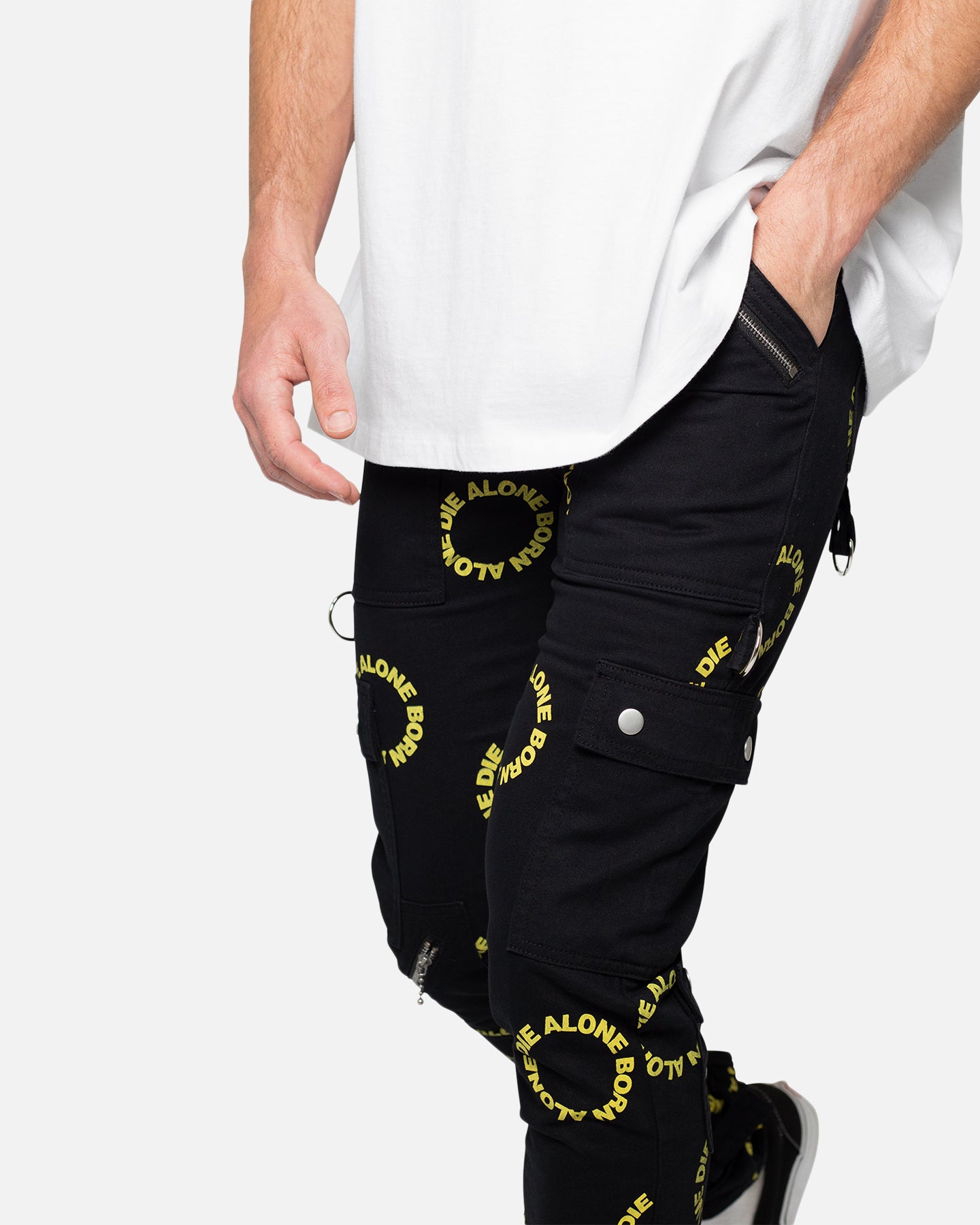 MNML M564 Punk Cargo Pants Black/Yellow | Culture Kings US