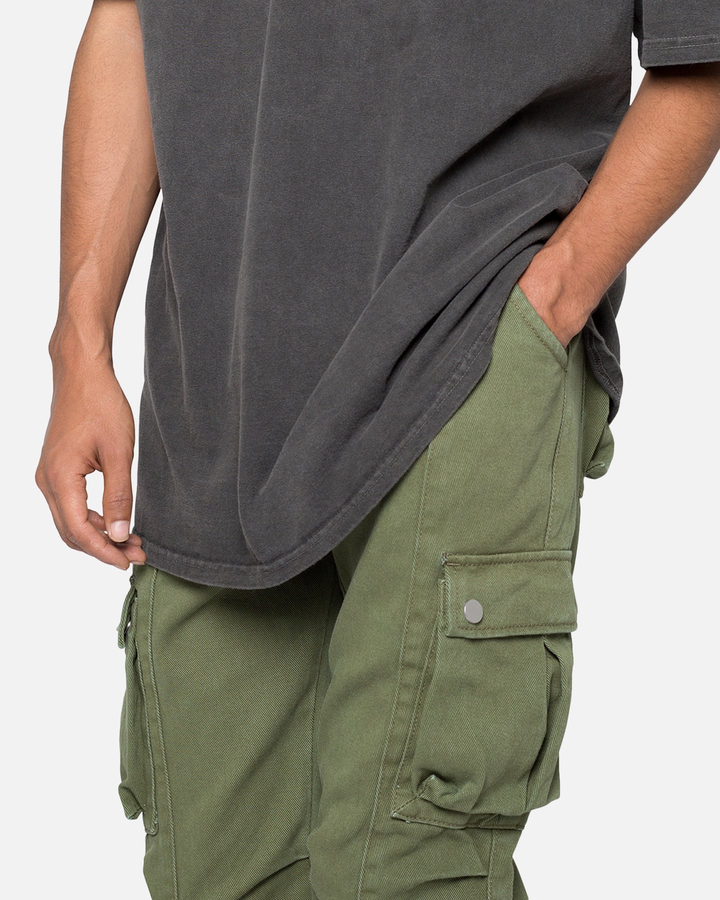 MNML Front Zip Flare Cargo Pants Olive | Culture Kings US