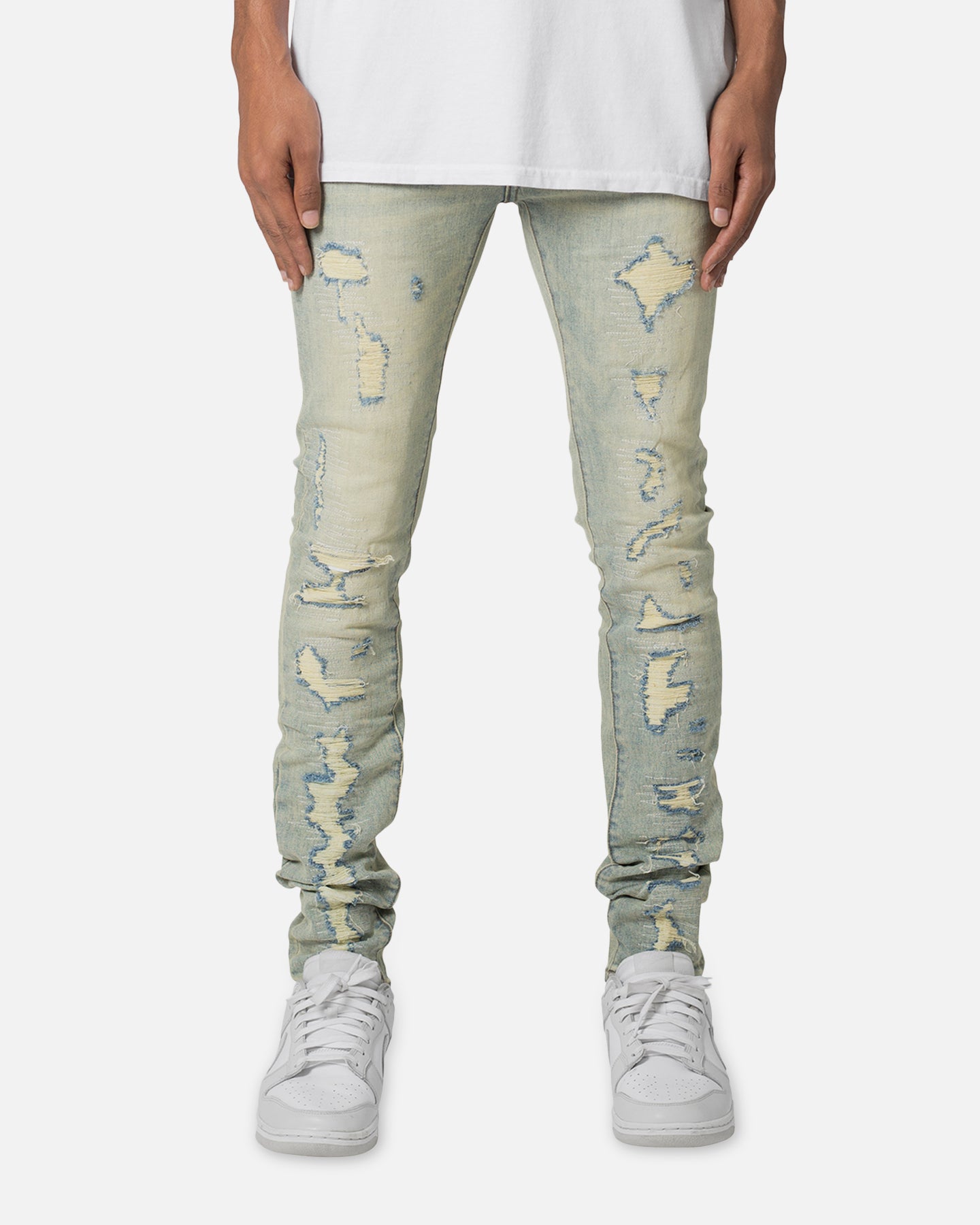 mnmlデニム　サイズ30 ダメージデニム　　uk us MNML X565 Skinny Denim Jeans Vintage Blue | Culture Kings US