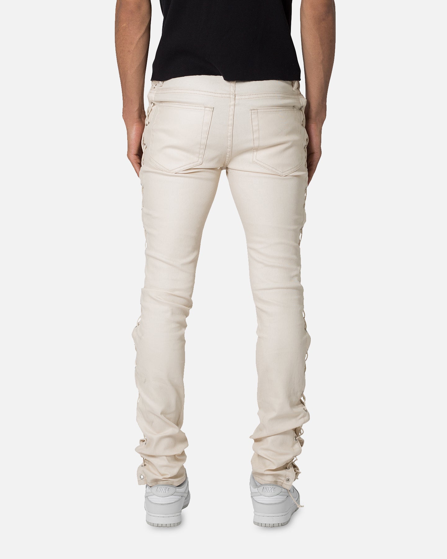 MNML X566 Skinny Leather Lace-Up Pants Cream | Culture Kings US