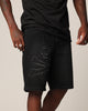 Saint Morta Half Skull Denim Shorts Washed Black