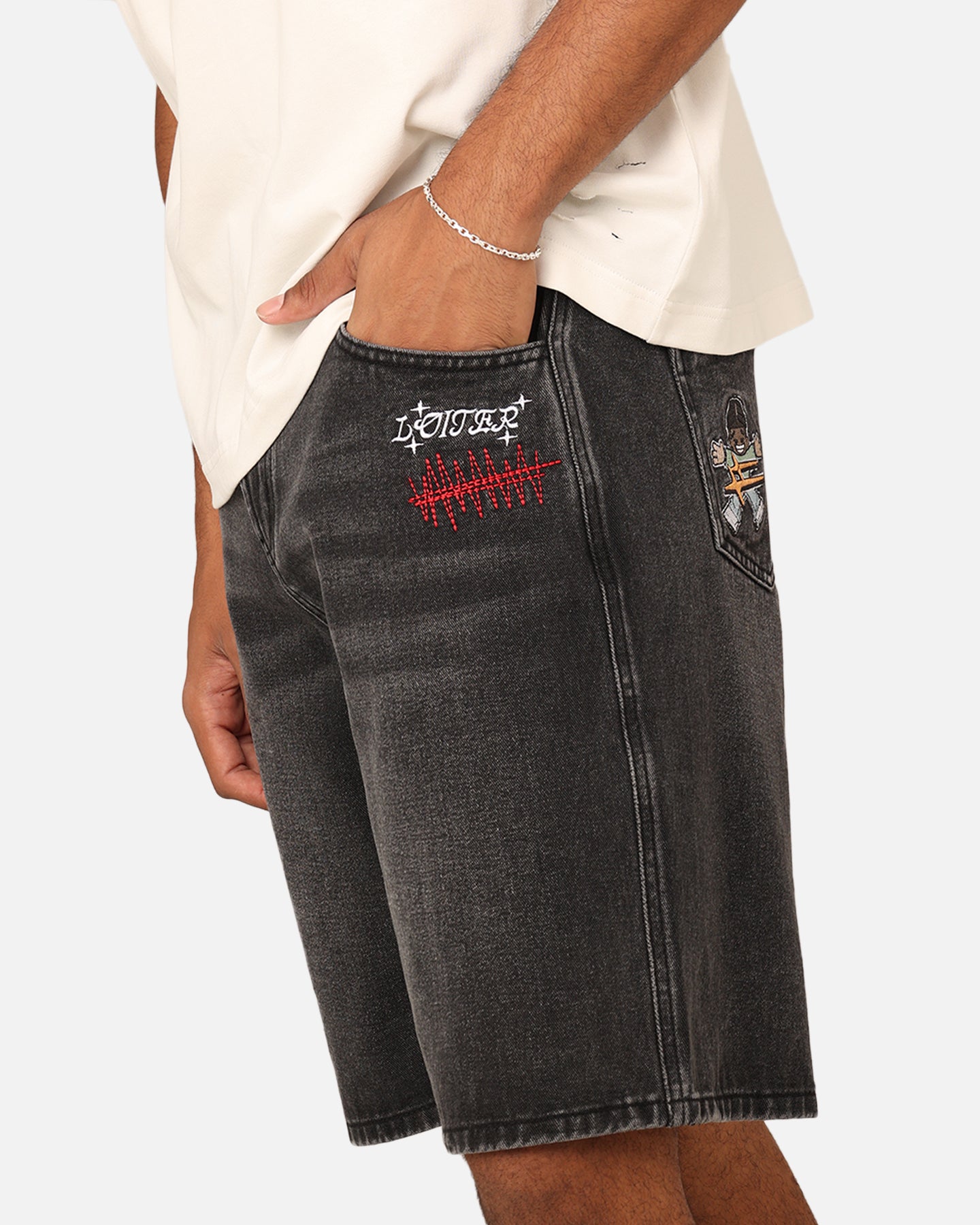 Loiter Sk8 Jorts Washed Black | Culture Kings US