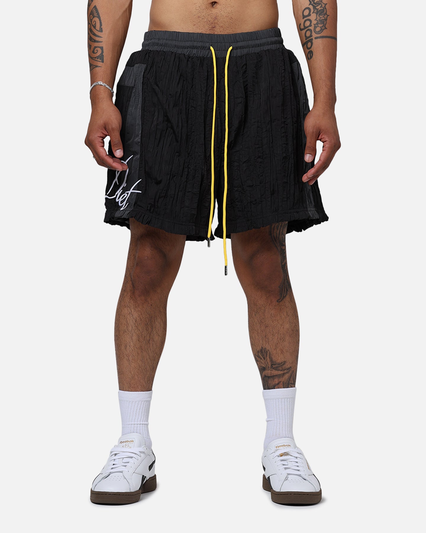 Diet Starts Monday Crinkled Nylon Shorts Black/Grey | Culture Kings US