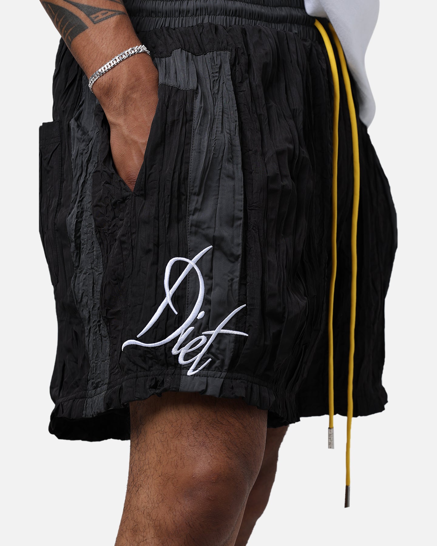 Diet Starts Monday Crinkled Nylon Shorts Black/Grey | Culture Kings US