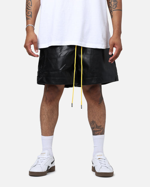 Diet Starts Monday Leather Script Shorts Black