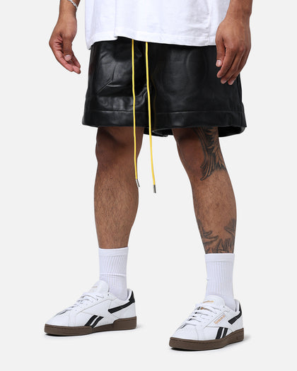 Diet Starts Monday Leather Script Shorts Black