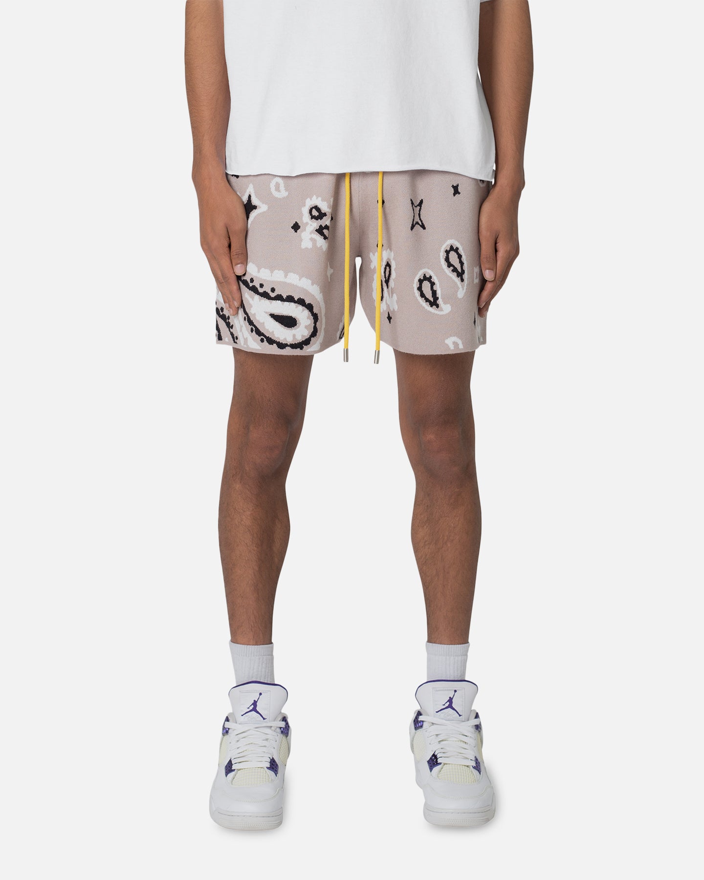 MNML Paisley Knit Shorts Taupe | Culture Kings US