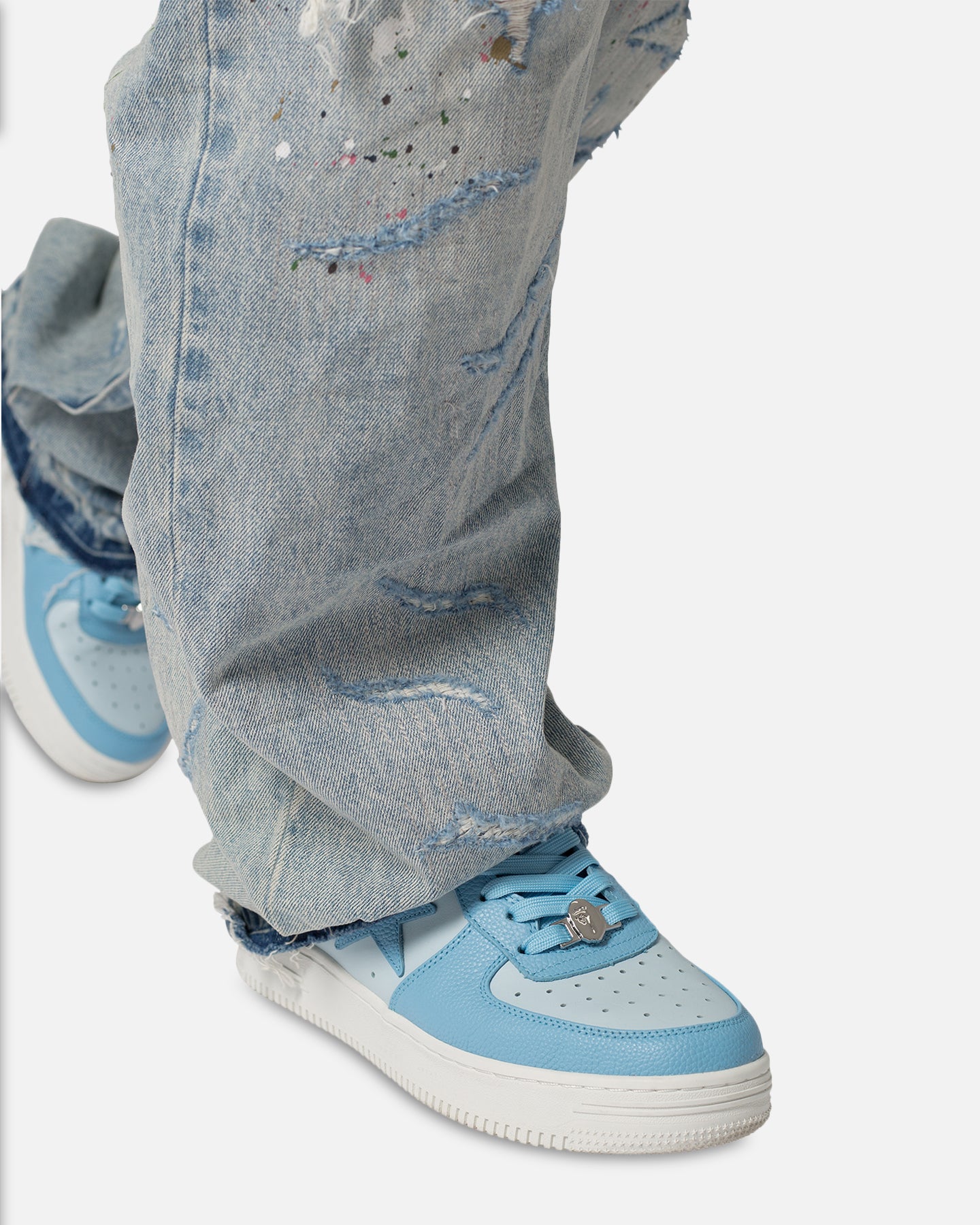 MNML Ultra Baggy Paint Denim Jeans Blue | Culture Kings US