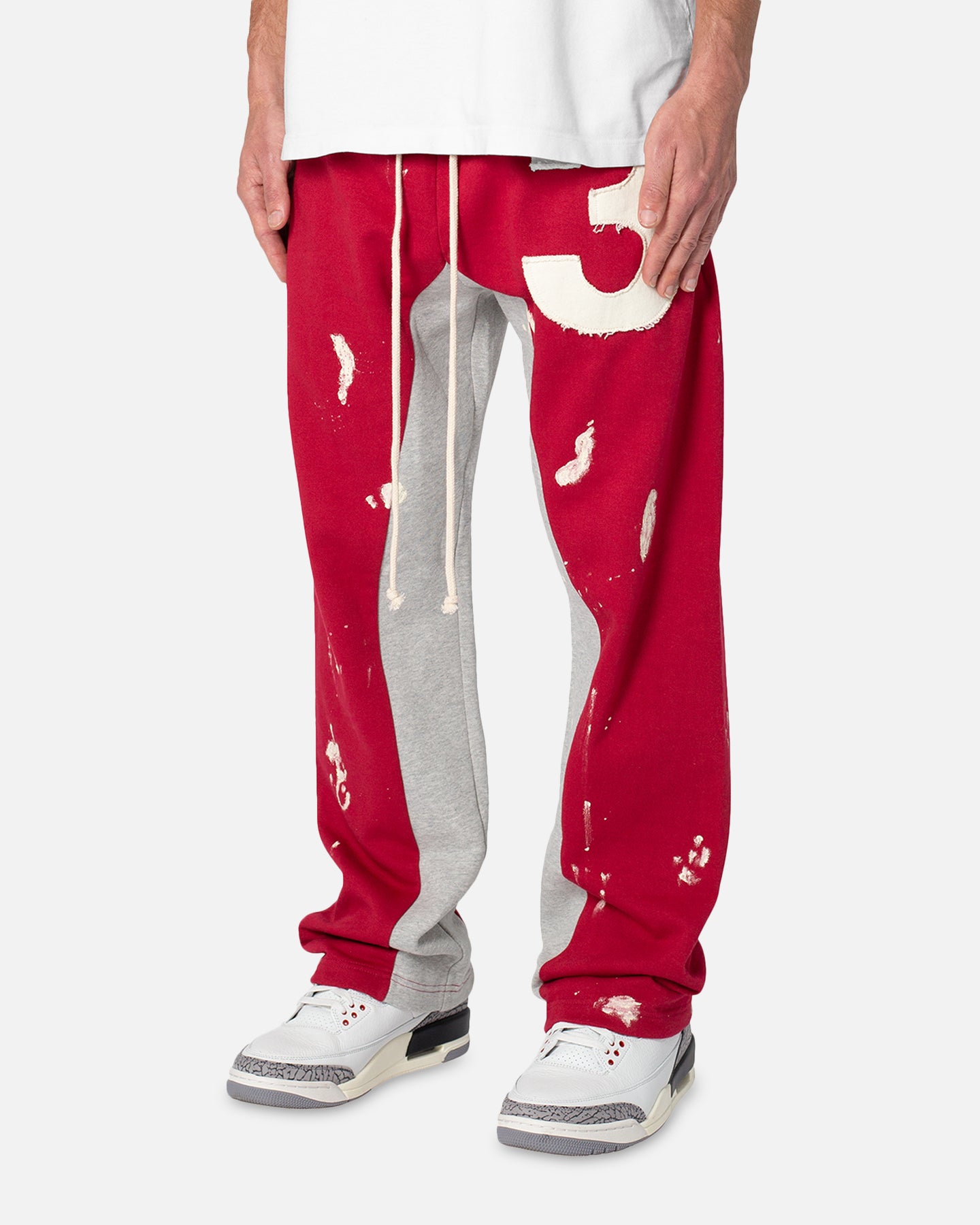 MNML 3 Patch Contrast Sweatpants Grey/Red | Culture Kings US