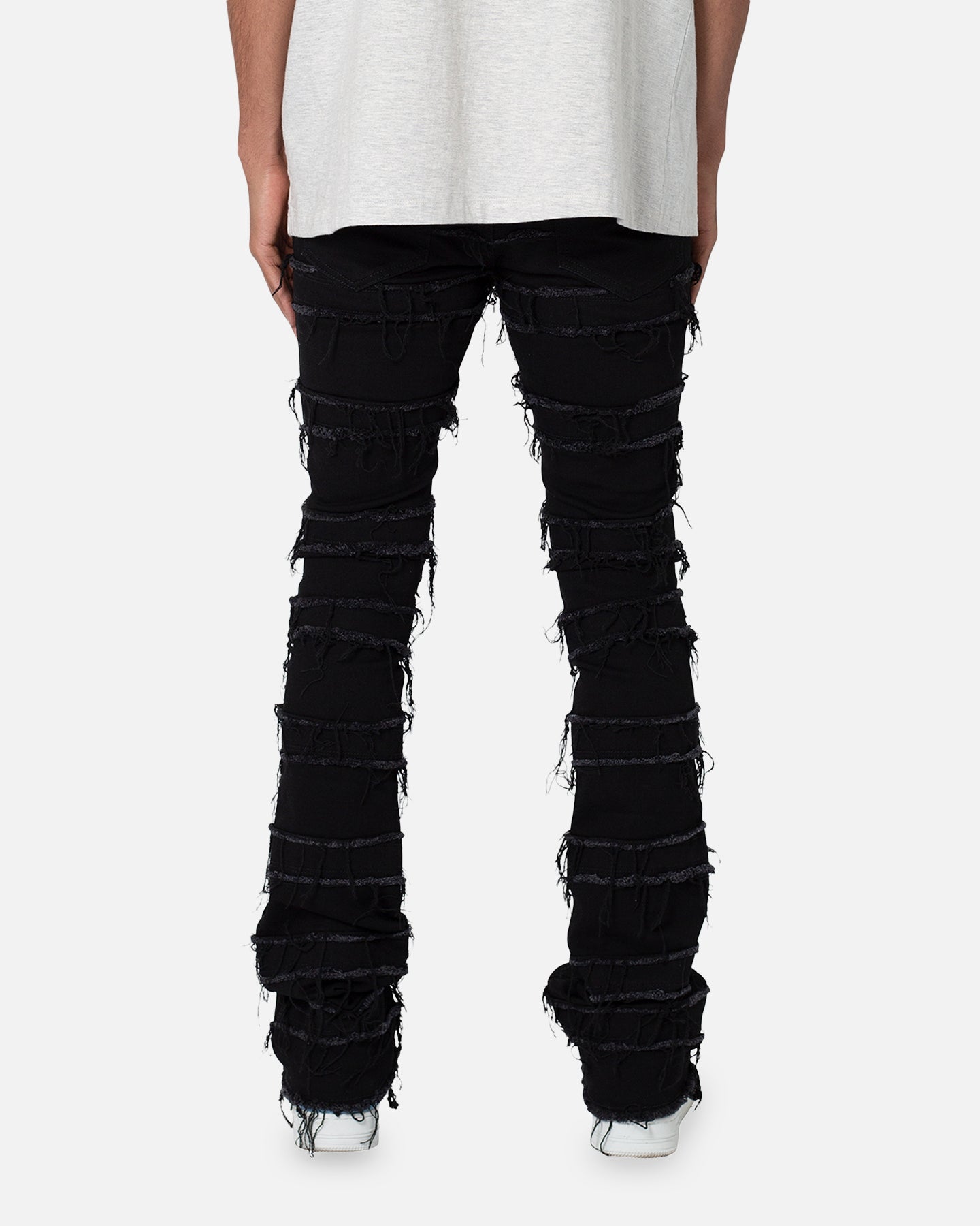MNML X597 Distressed Skinny Flare Denim Jeans Black | Culture Kings US