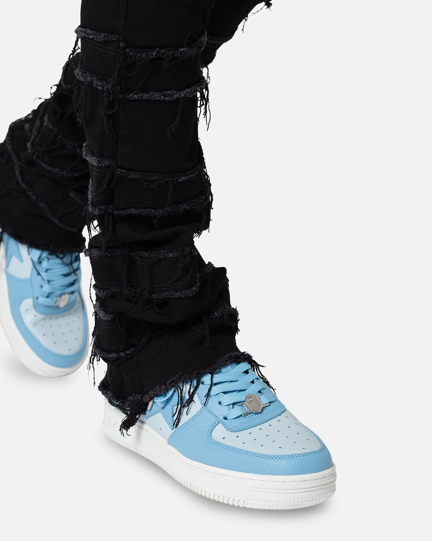MNML X597 Distressed Skinny Flare Denim Jeans Black | Culture Kings US