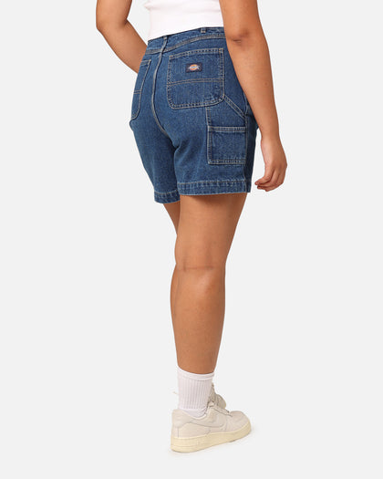 Dickies Women's 1997 A Line Denim Carpenter Shorts Stone Washed Indigo