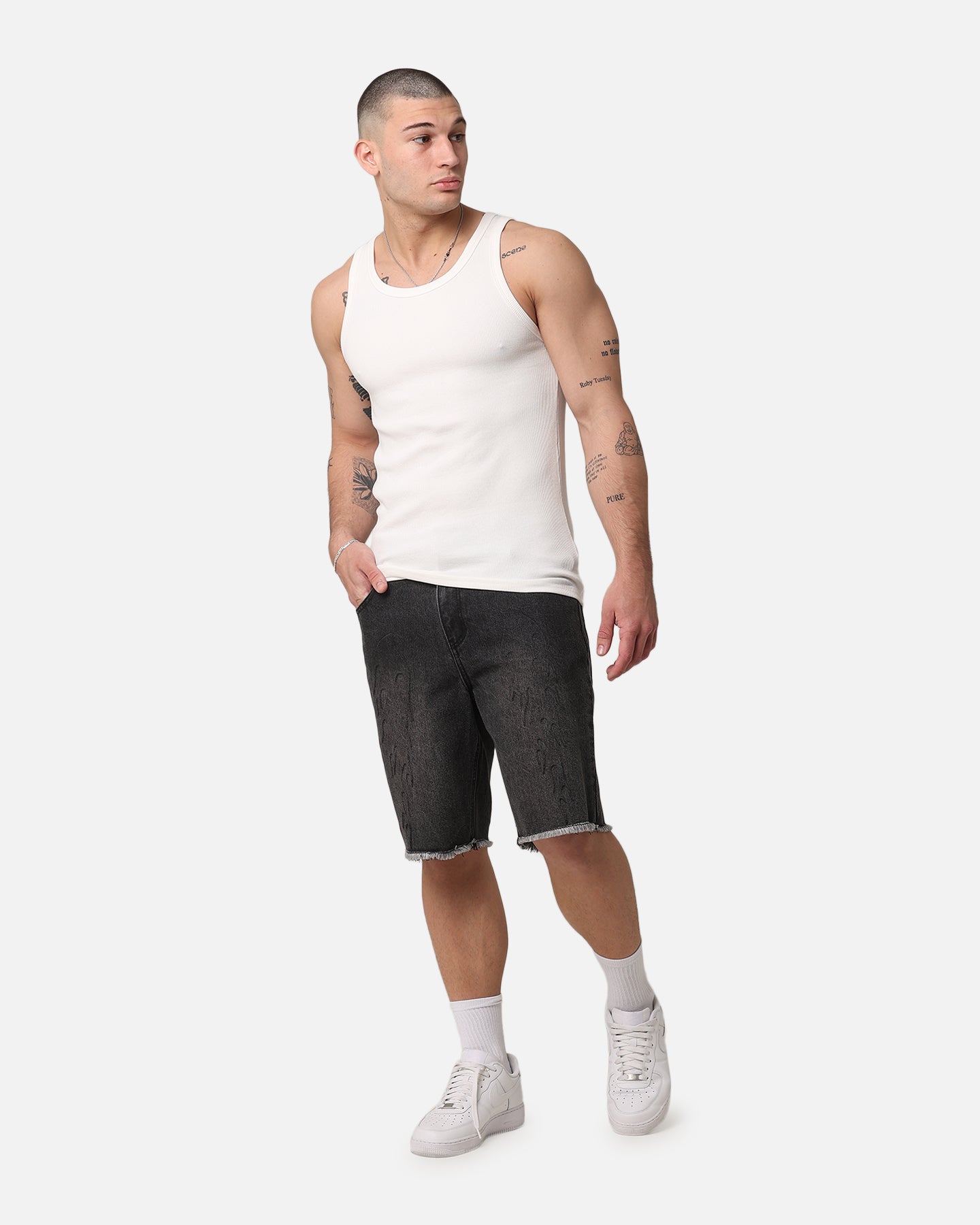 Saint Morta Inferno Baggy Denim Shorts Black Shadow | Culture Kings US