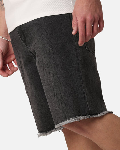 Saint Morta Inferno Baggy Denim Shorts Black Shadow
