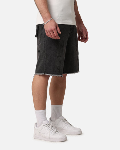 Saint Morta Inferno Baggy Denim Shorts Black Shadow