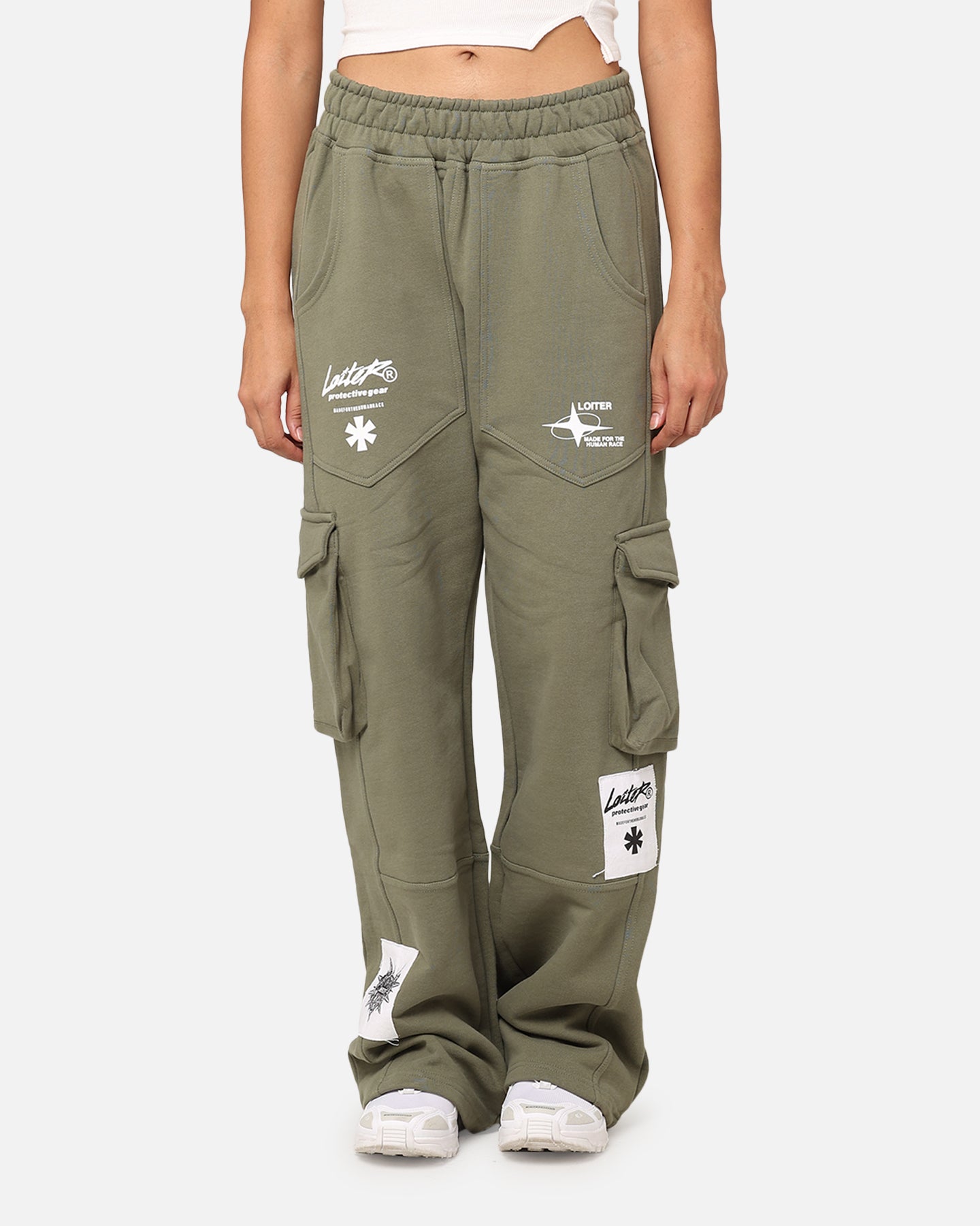 Loiter Utopia Cargo Sweat Pants Khaki Green | Culture Kings US