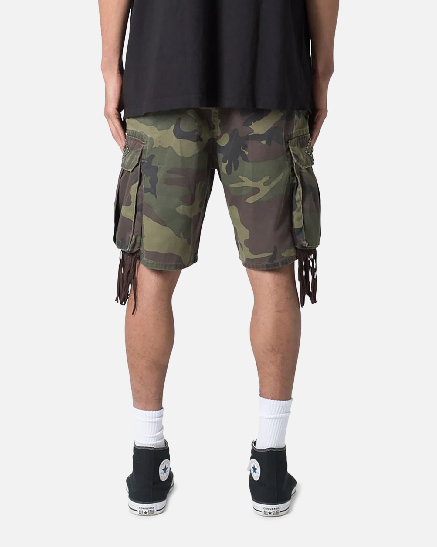 MNML Tassle Cargos Denim Shorts Camo | Culture Kings US
