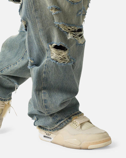 MNML Ultra Baggy Distressed Jeans Vintage Blue