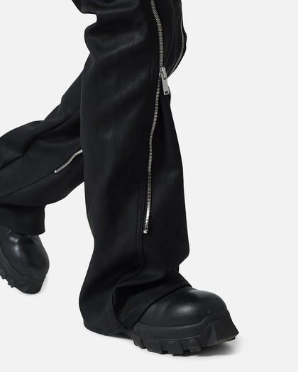 MNML D519 Leather Zipper Flare Pants Black