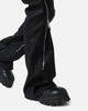 MNML D519 Leather Zipper Flare Pants Black