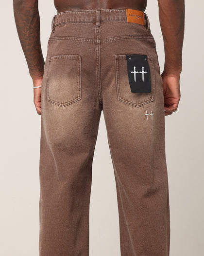 Saint Morta Amethyst Relaxed Jeans Washed Brown