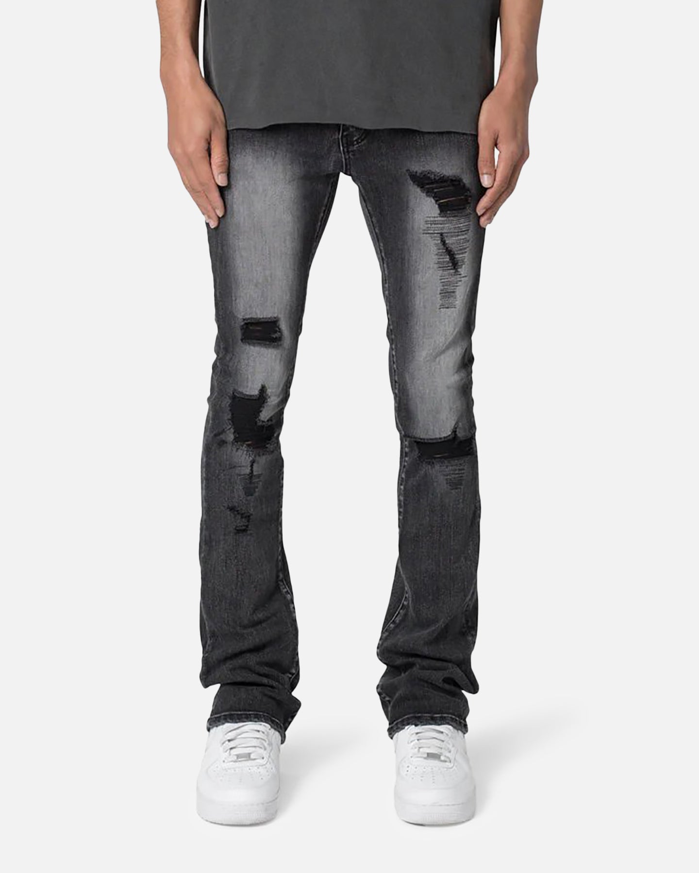 MNML X635 Ripped Flare Denim Jeans Black | Culture Kings US