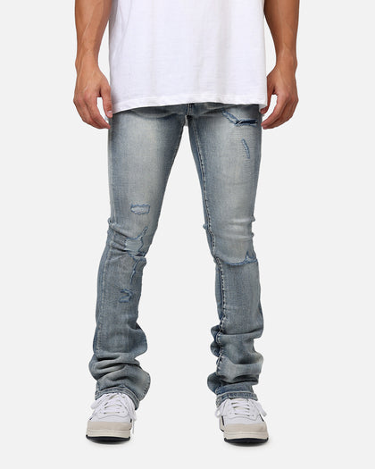 MNML X635 Ripped Flare Denim Jeans Blue Culture Kings US