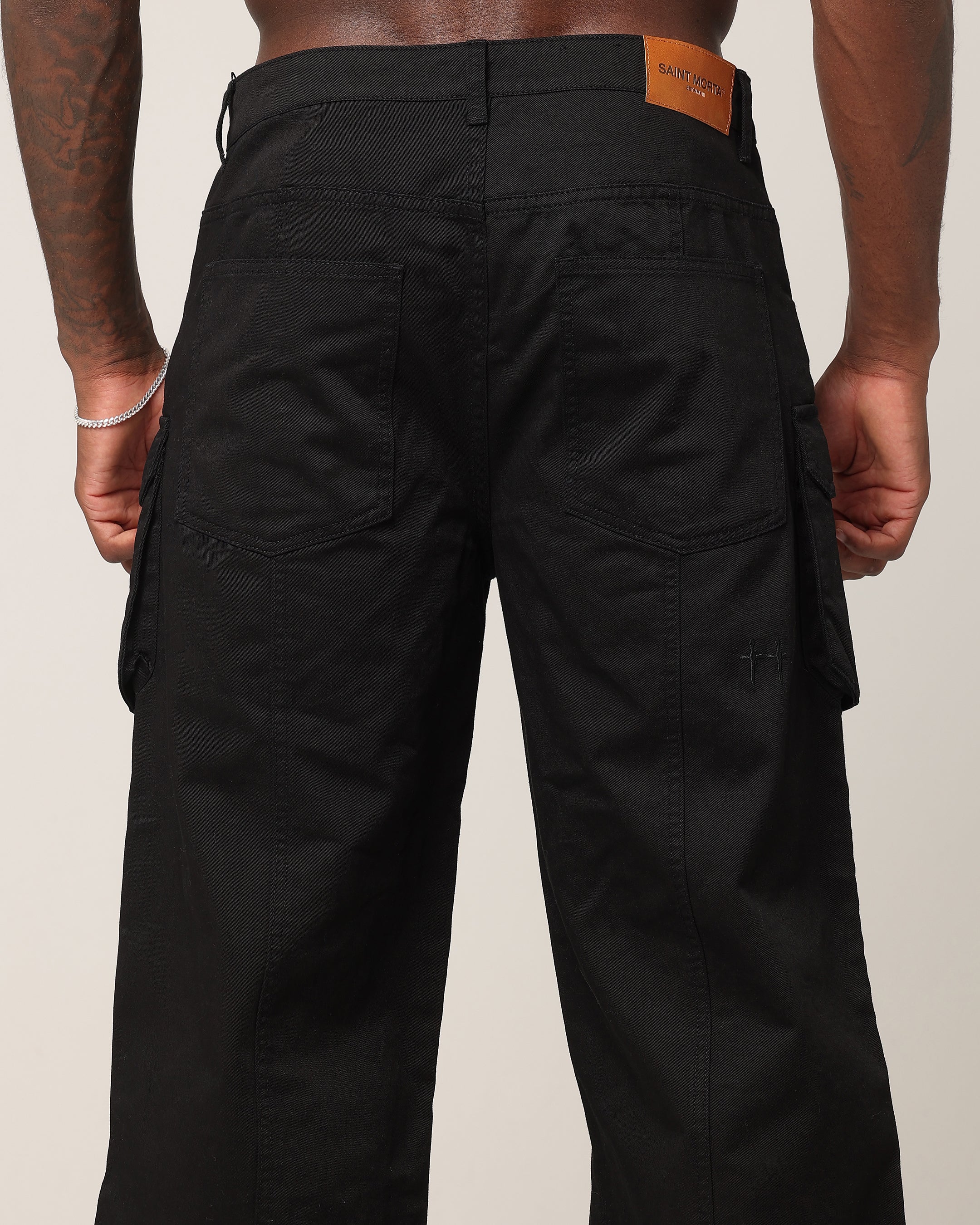 Saint Morta Baggy Cargo Pants Black | Culture Kings US