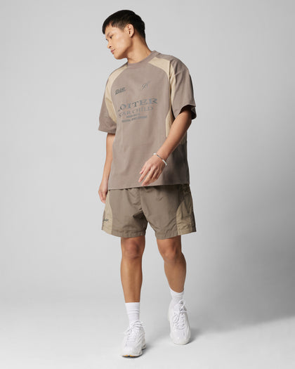 Loiter Subculture Panel Shorts Brown