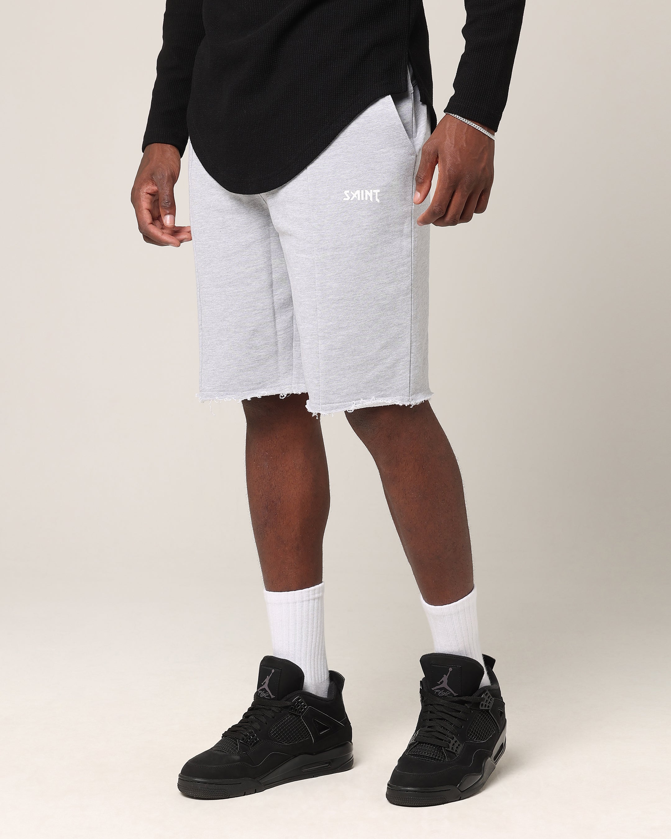 Saint Morta Baggy 90's Sweat Shorts Light Grey Marl | Culture Kings US