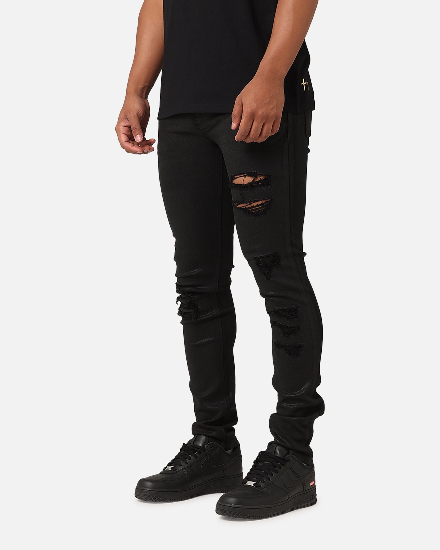 Saint Morta Wax Destroy Dynasty Jeans Black | Culture Kings US