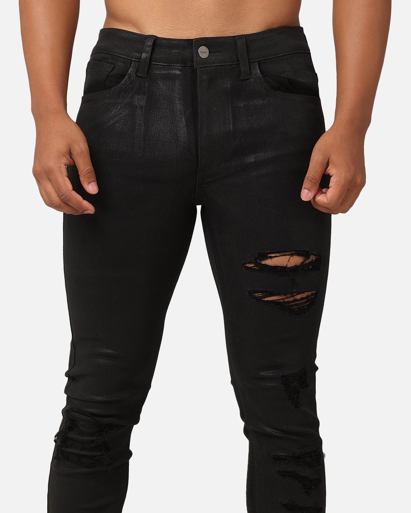 坂本龍一様Destroyed Wax Coated Skinny Denim Saint Morta Wax Destroy Dynasty Jeans Black | Culture Kings US