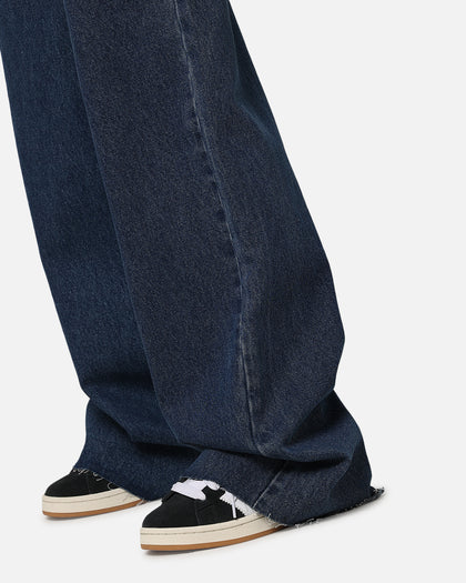 XXIII Women's Wide Leg Cut Hem Jeans Mid Blue